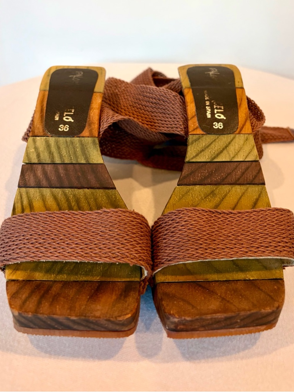 Paloma Barceló Jigsaw Wooden Wedge, Rope&Leather laces, rivets, 36, EUC - Picture 8 of 12